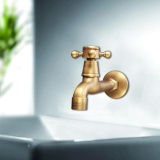 Wall Mounted Antique Brass Universal Pattern Bathroom Washing Machine Faucet Tap - intl
