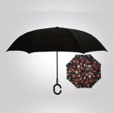 Windproof Umbrella Double Layer Upside Down Inverted Umbrella Reverse Design HOT Bellamy Red - intl