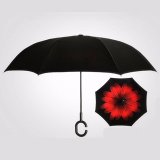 Windproof Umbrella Double Layer Upside Down Inverted Umbrella Reverse Design HOT Dark Red - intl