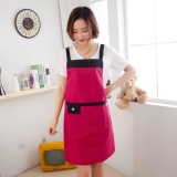 Women Apron Kitchen Restaurant Bib Cooking Aprons With Pockets Hot Pink