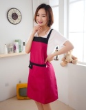 Women Apron Kitchen Restaurant Bib Cooking Aprons With Pockets Hot Pink