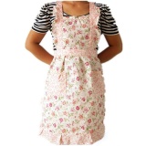 Women Home Kitchen Cooking Bib Flower Style Pocket Lace Apron Dress