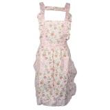 Women Home Kitchen Cooking Bib Flower Style Pocket Lace Apron Dress