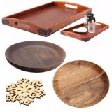 Wood Serving Tray Tea Food Server Dishes Platter Round Rectangle Wooden Plate