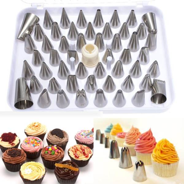 QUÀ GIÁNG 52 cái Ống Dạng Ống Dẫn Đầu Phun Túi Bánh Trang Trí Sugarcraft Công Bánh Ngọt Đầu Dụng Cụ-quốc tế