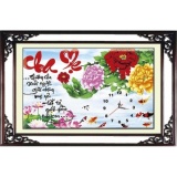 YN2049-Tranh đính đá đồng hồ cha mẹ-70*46-195