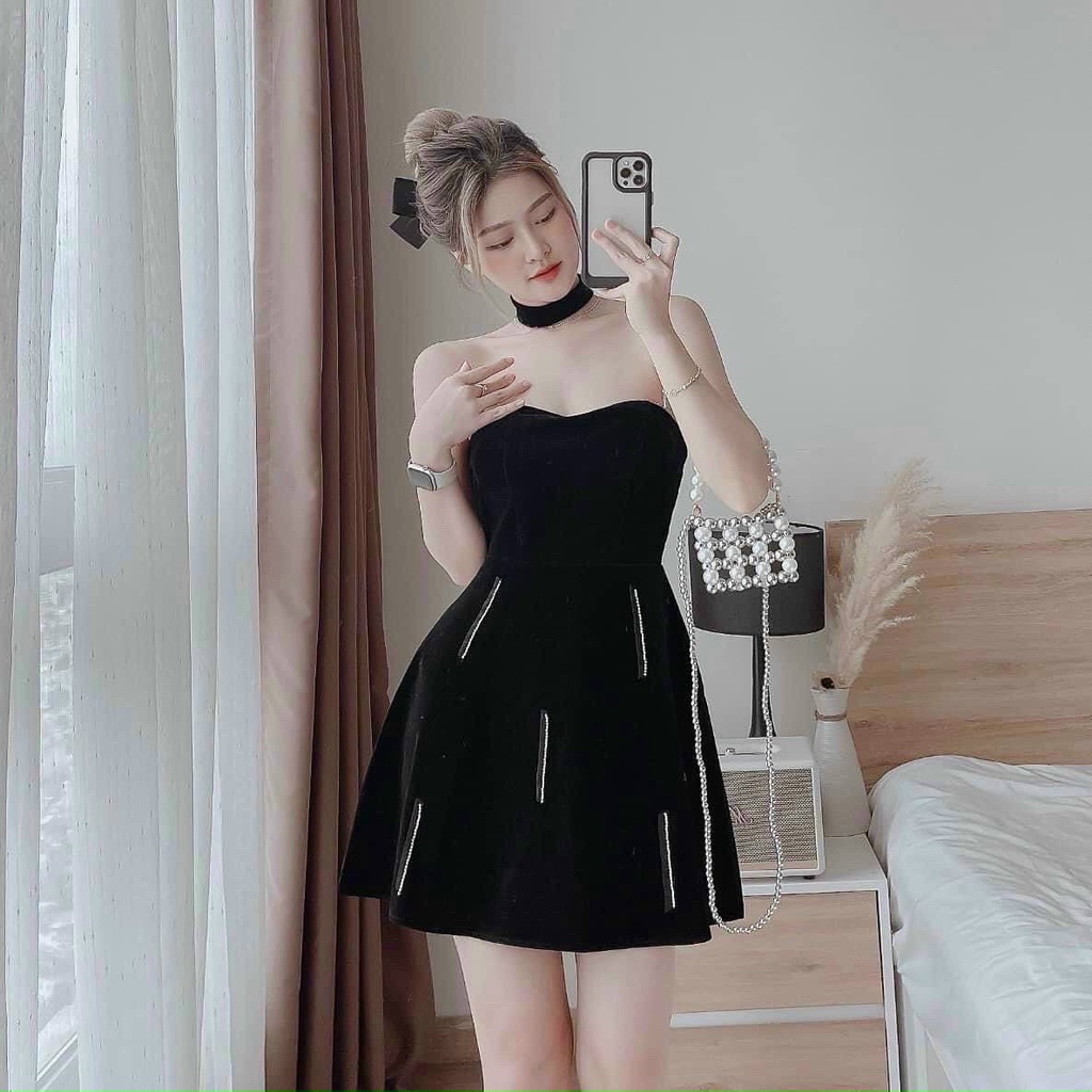 [Gorer Dress] Đầm WAYO nhung cúp ngực jocker cổ sang trọng