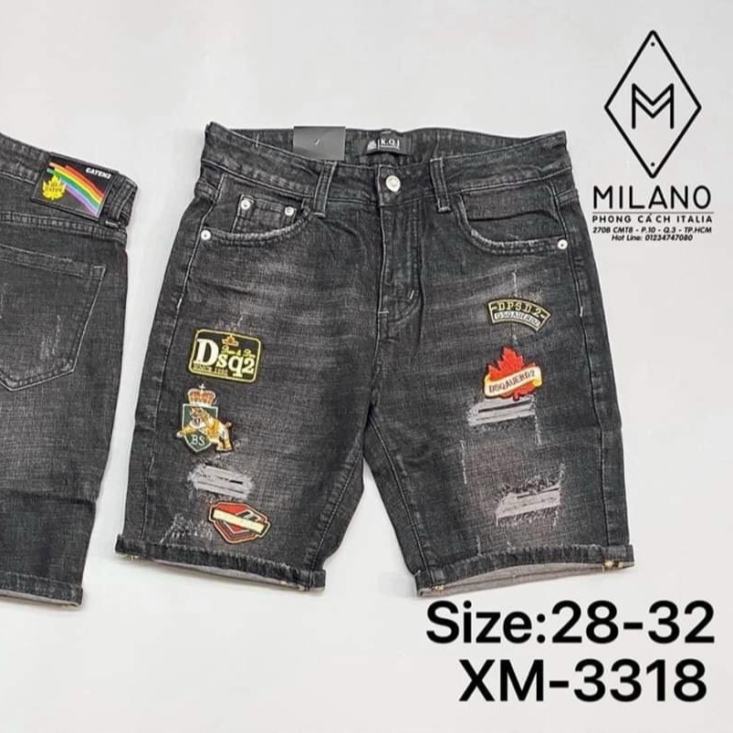 Quần short jean nam cao cấp phối logo chuẩn thời trang HÀNG SHOP MS3318