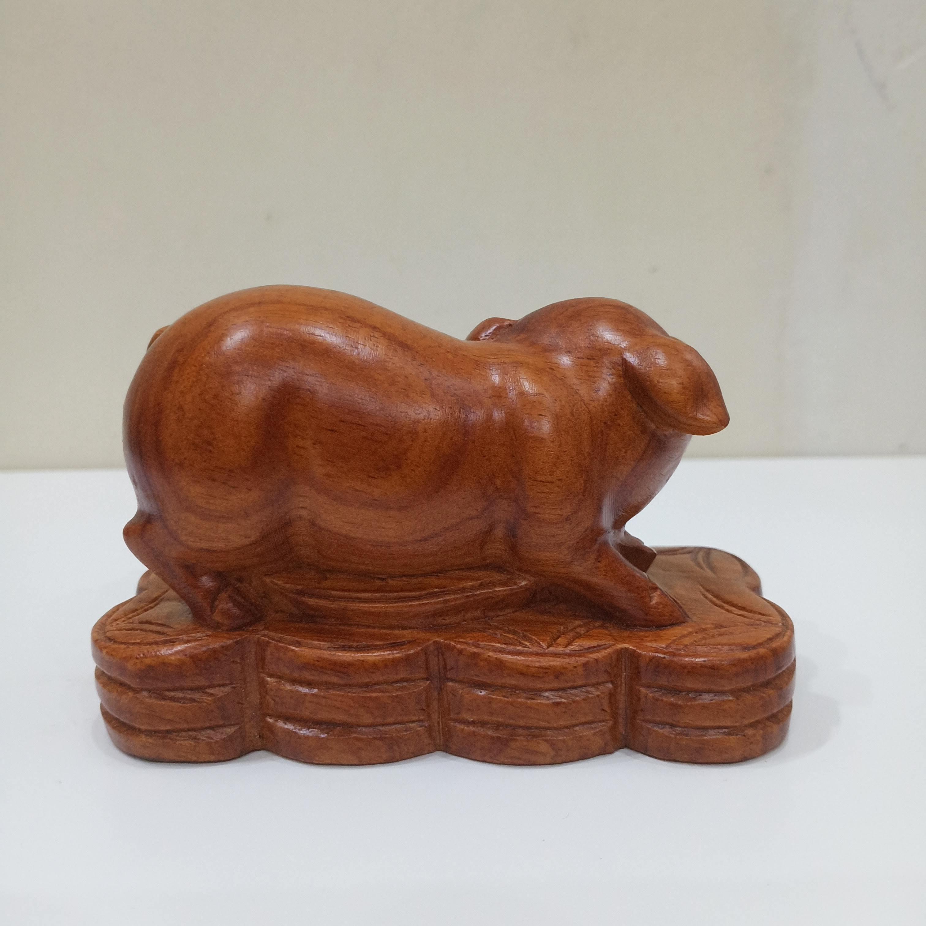 Tượng lợn gỗ hương cao 8 cm