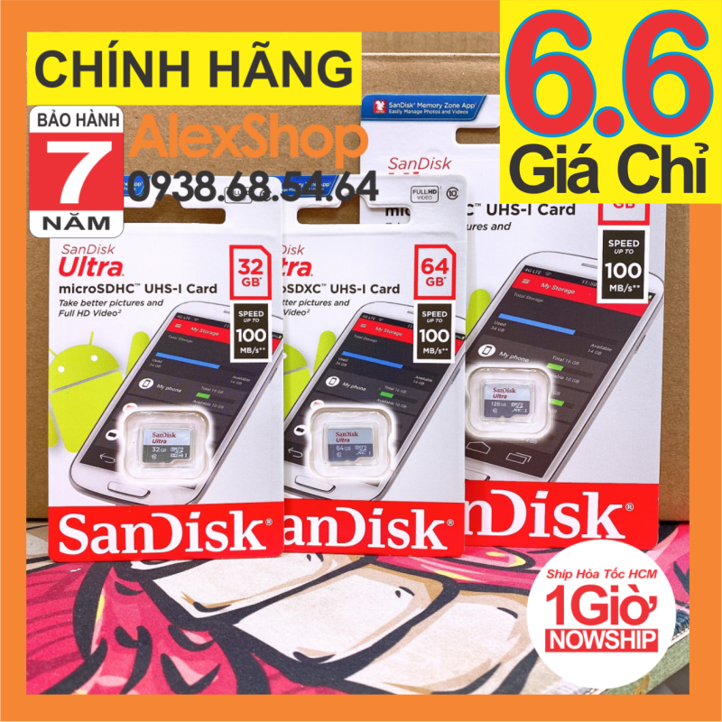 [Chính Hãng BH 7 Năm] Thẻ Nhớ SanDisk MicroSD Ultra 16/32/64/128GB 100MB/s Chính Hãng Có Tem Chính Hãng