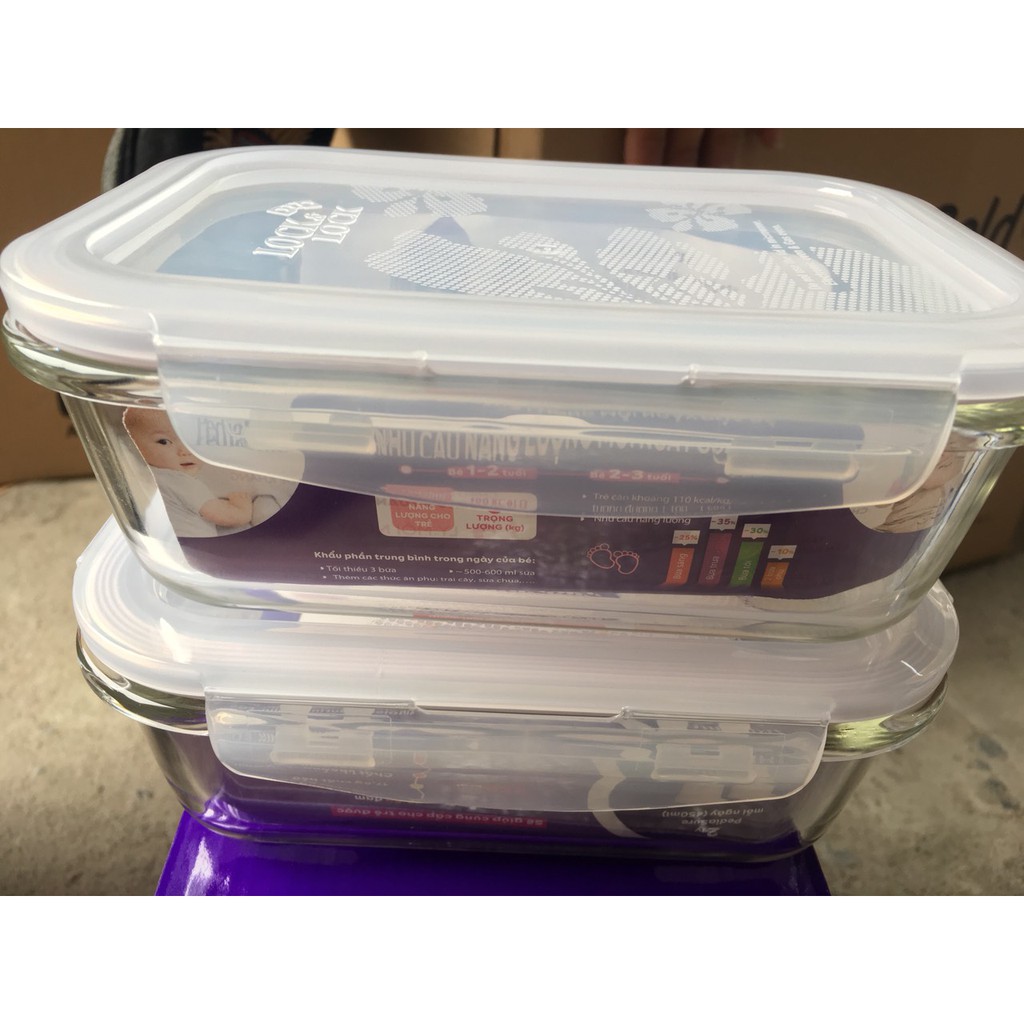 [HCM]Bộ 2 hộp thủy tinh lock and lock 630ml