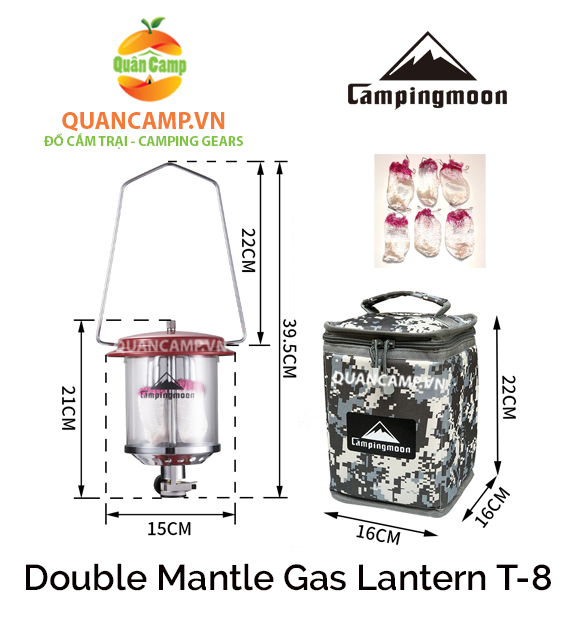 [HCM]Đèn gas 2 bấc cắm trại, dã ngoại Campingmoon T-8