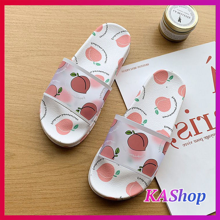 [HCM]Dép quai ngang 3D Dâu Đào Dứa CUTE - Đế nhựa chống trượt - KAShop