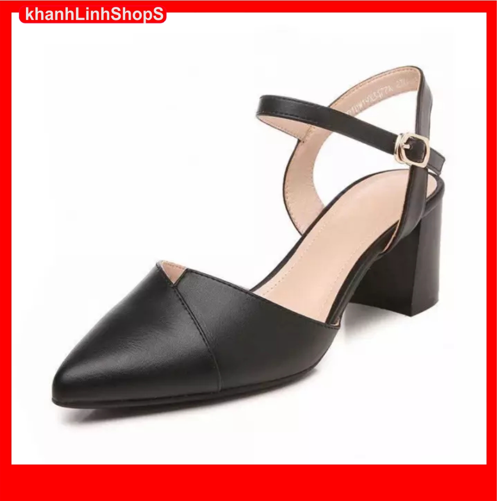 FREE SHIP Giày cao gót/Sandal cao gót 5 phân tiểu thư nữ mũi nhọn đế vuông