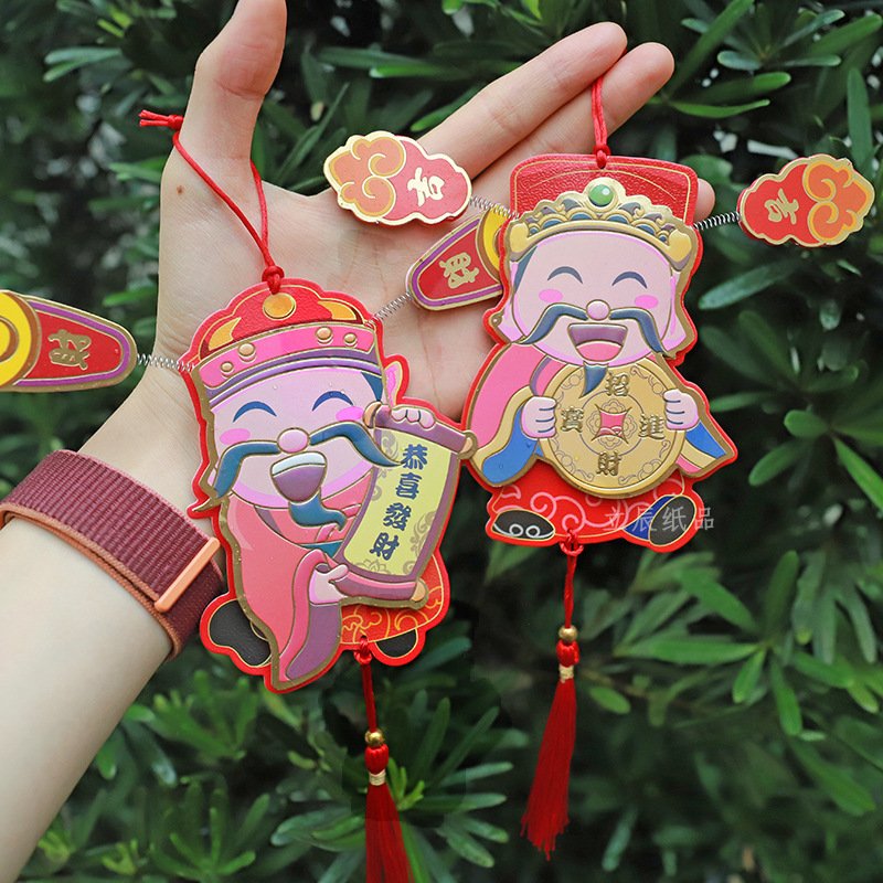 Set 6 dây treo hình ông thần tài trang trí Tết sum vầy siêu to, dày dặn rất đẹp (có loại nam châm)