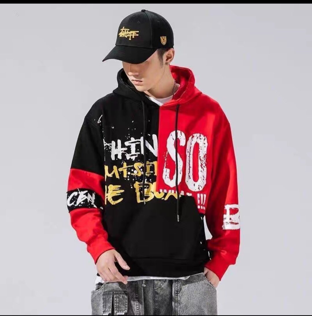 Áo khoác nam kiểu dáng hoodie tròng đầu phối mũ cá tính, in chữ to nhỏ kèm nhiều họa tiết cực đẹp, thời trang thu đông ấm áp