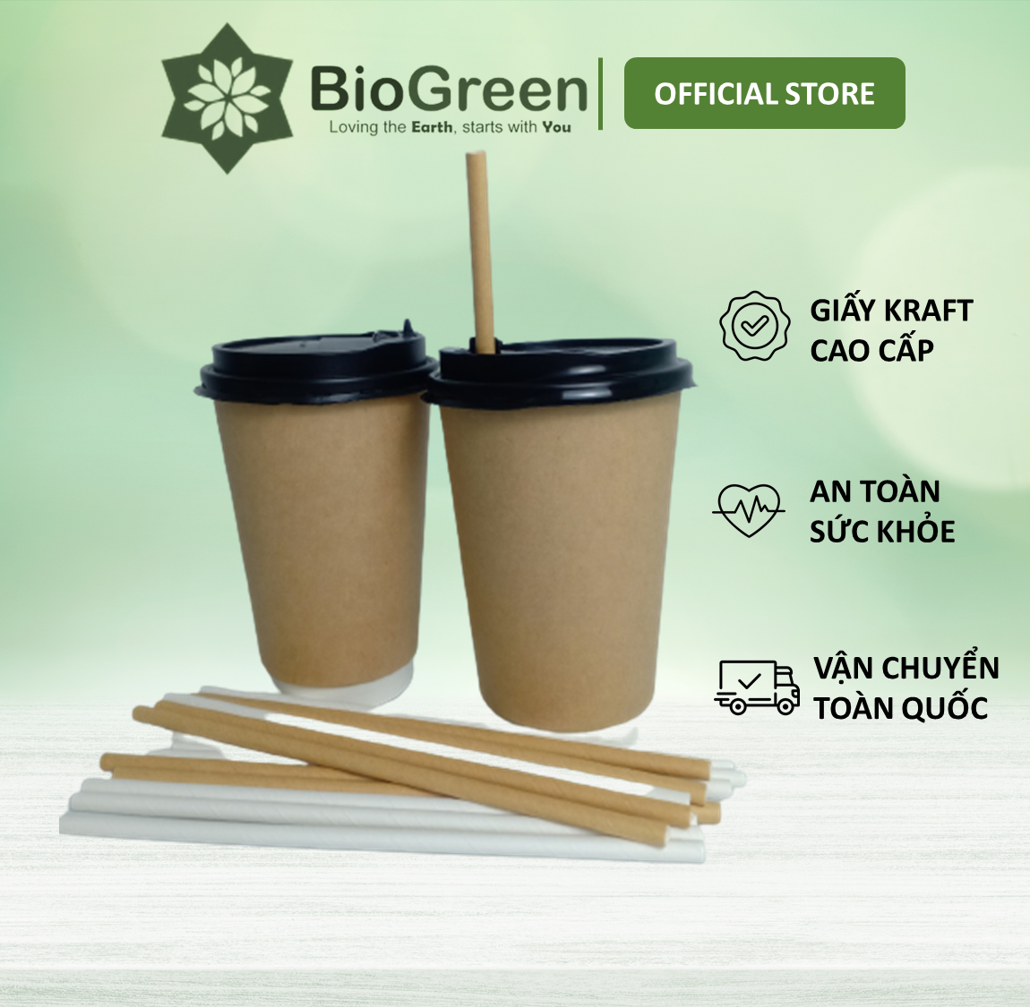 20 ly giấy kraft có nắp,2 lớp 1PE 260ml - 9oz, 360ml - 12oz, 500ml