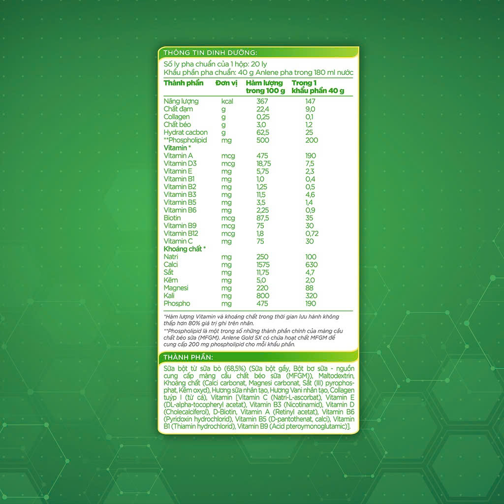 Sữa bột Anlene Gold 5X hương vani lon 800g