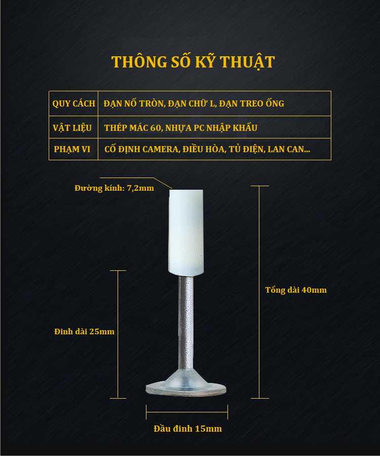 Combo 100 đinh bê tông (tròn)