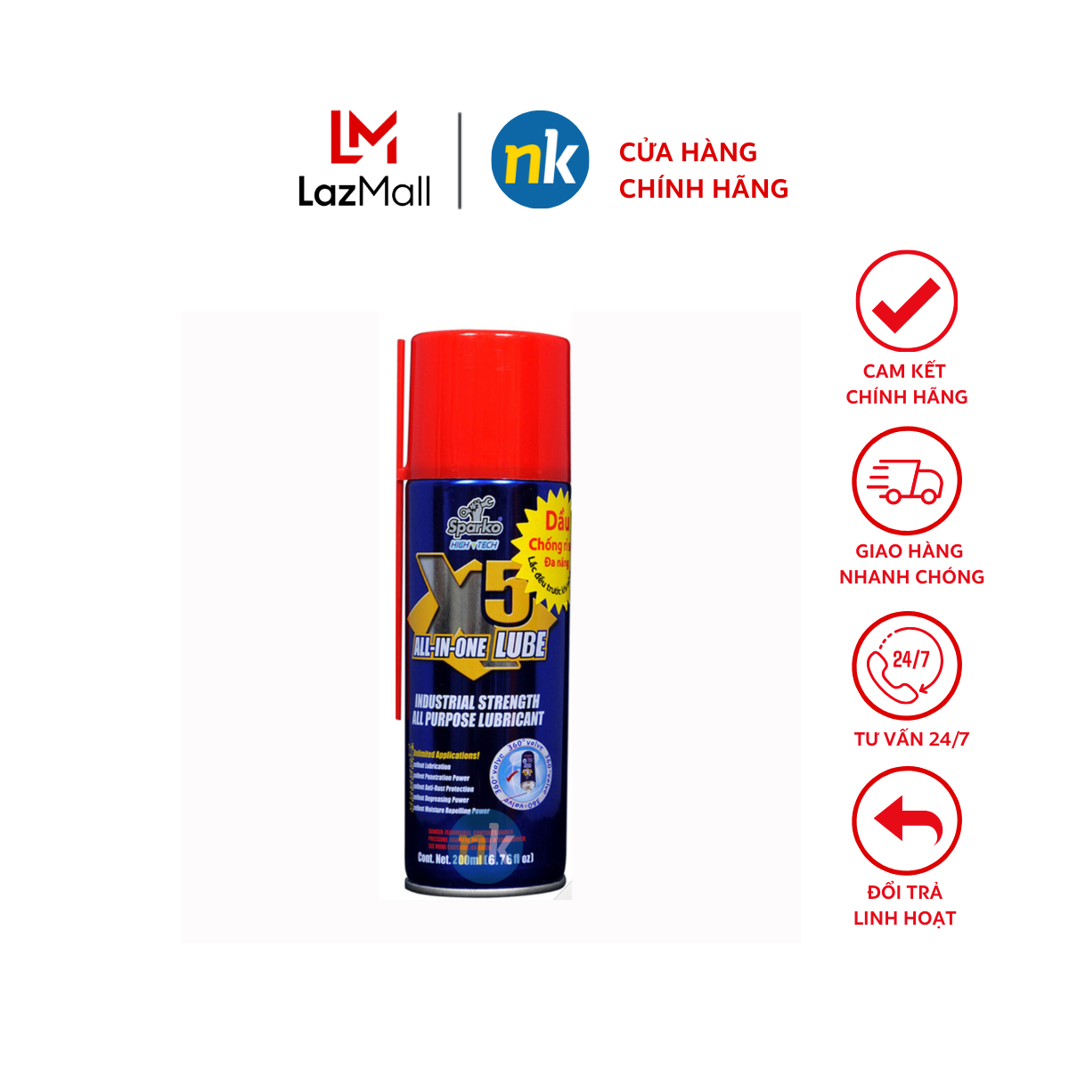 Dầu xịt chống rỉ sét, bôi trơn đa năng tiện lợi X5 200ml
