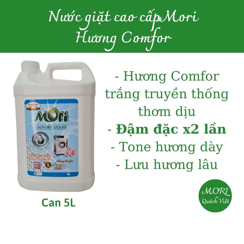 Nước giặt MORI hương comf/enchen/ lovely, can 5L