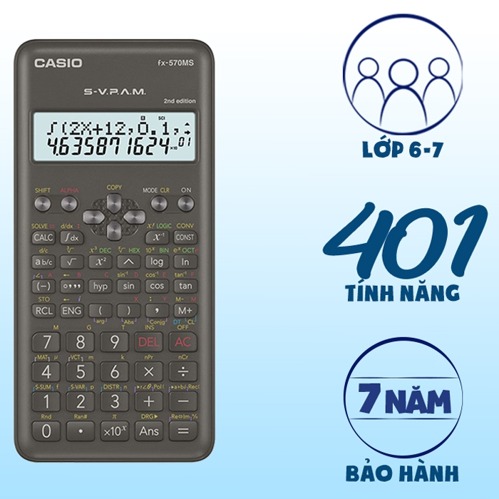 Máy tính, máy tính casio cầm tay fx-570ms - máy tính học sinh cấp 2, cấp 3, máy tính toán cầm tay cho sinh viên đại học chuyên trong phòng thi, máy tính cho kế toán chính sách kế quả nhanh.