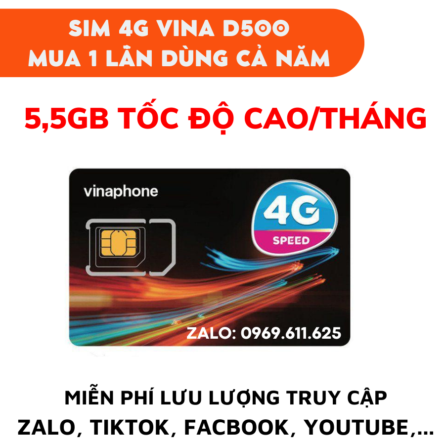 Sim 4g truy cập mạng miễn phí 1 năm d500 - 5gb 1 tháng tốc độ cao - sim dùng toàn quốc, bảo hành 1 năm . freeship - chưa kích hoạt.