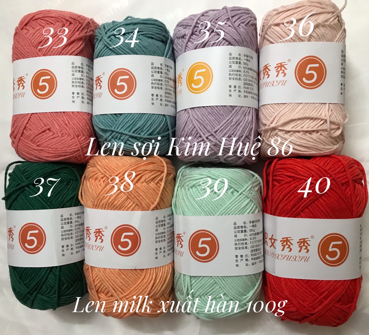 Len milk xuất hàn ( từ màu 21 đến màu 40)