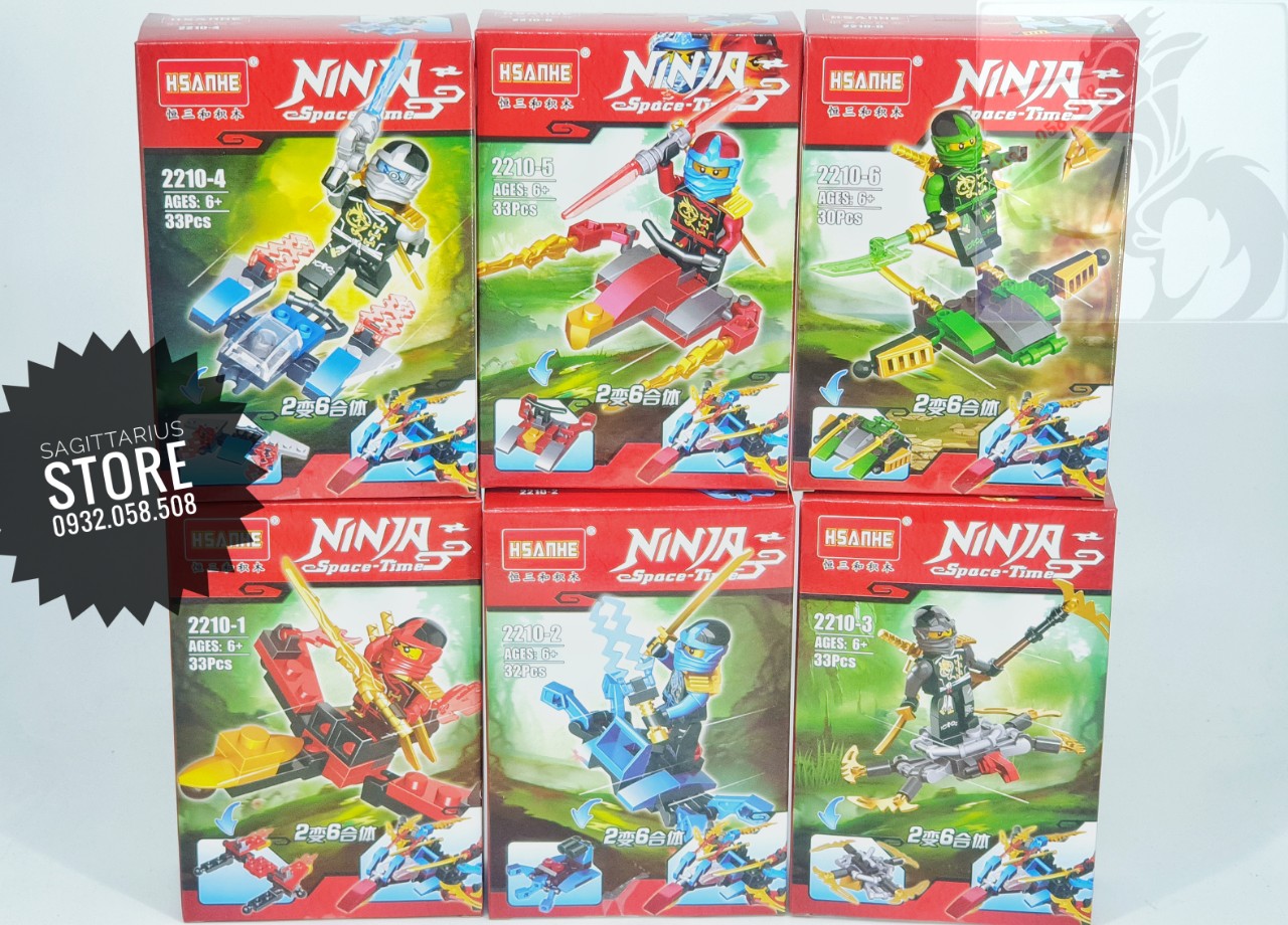 [HCM]Bộ 6 Minifigures Ninjago 6 in 1 Lắp Ráp Phi Cơ Ninja ( 194 Mảnh )