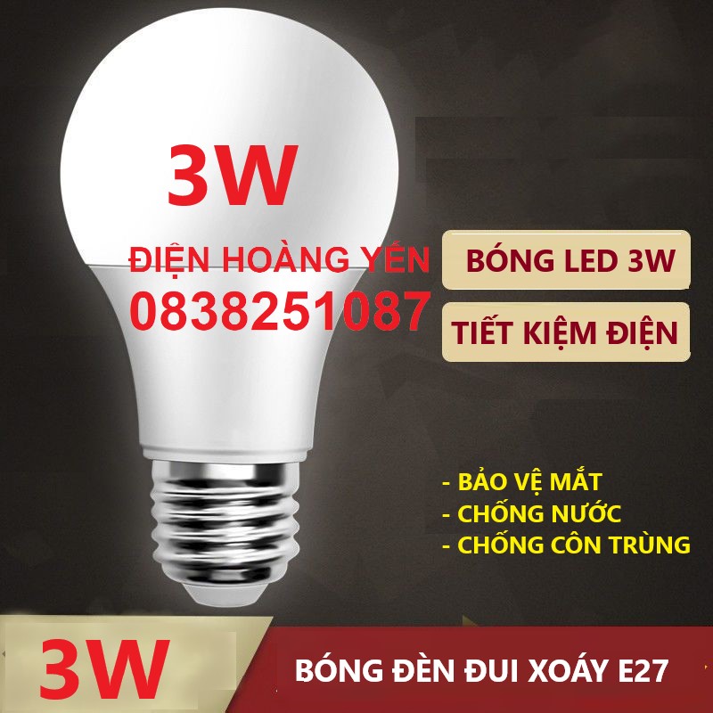 [HCM]bóng led 3w tròn kín nước ánh sáng trắng