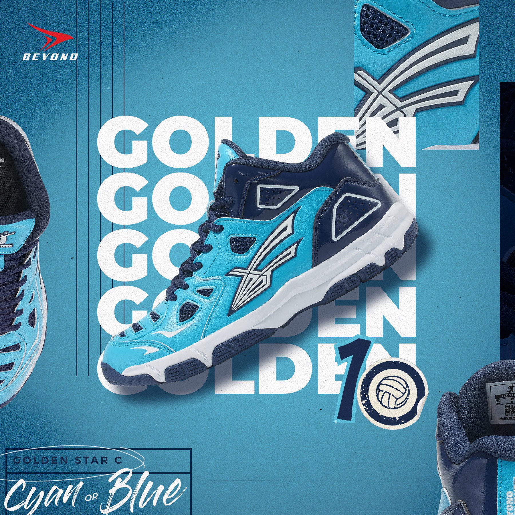Giày Beyono Golden Star C - Cyan 2022