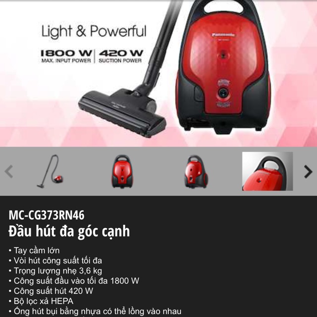 HÚT BỤI PANASONIC MC-CG373RN46