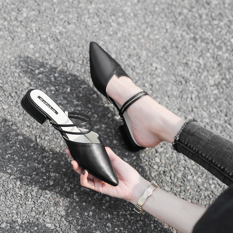 Giày sandal nữ cao gót đế 3cm mũi nhọn đi được 2 kiểu cực xinh