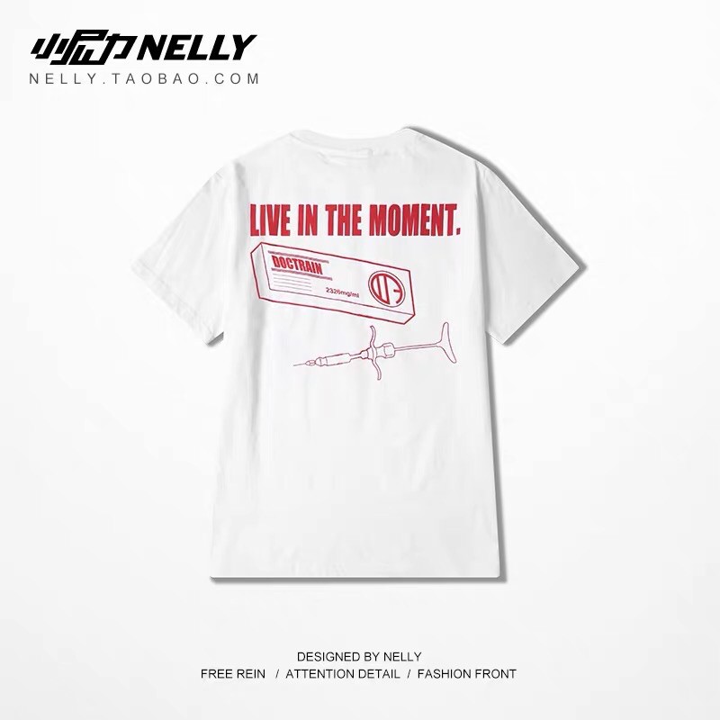 [FREESHIP] [Mã WASTUP5 giảm 10% tối đa 20K đơn 99K] áo phông tay lỡ unisex basic in LIVE IN THE MOMENT