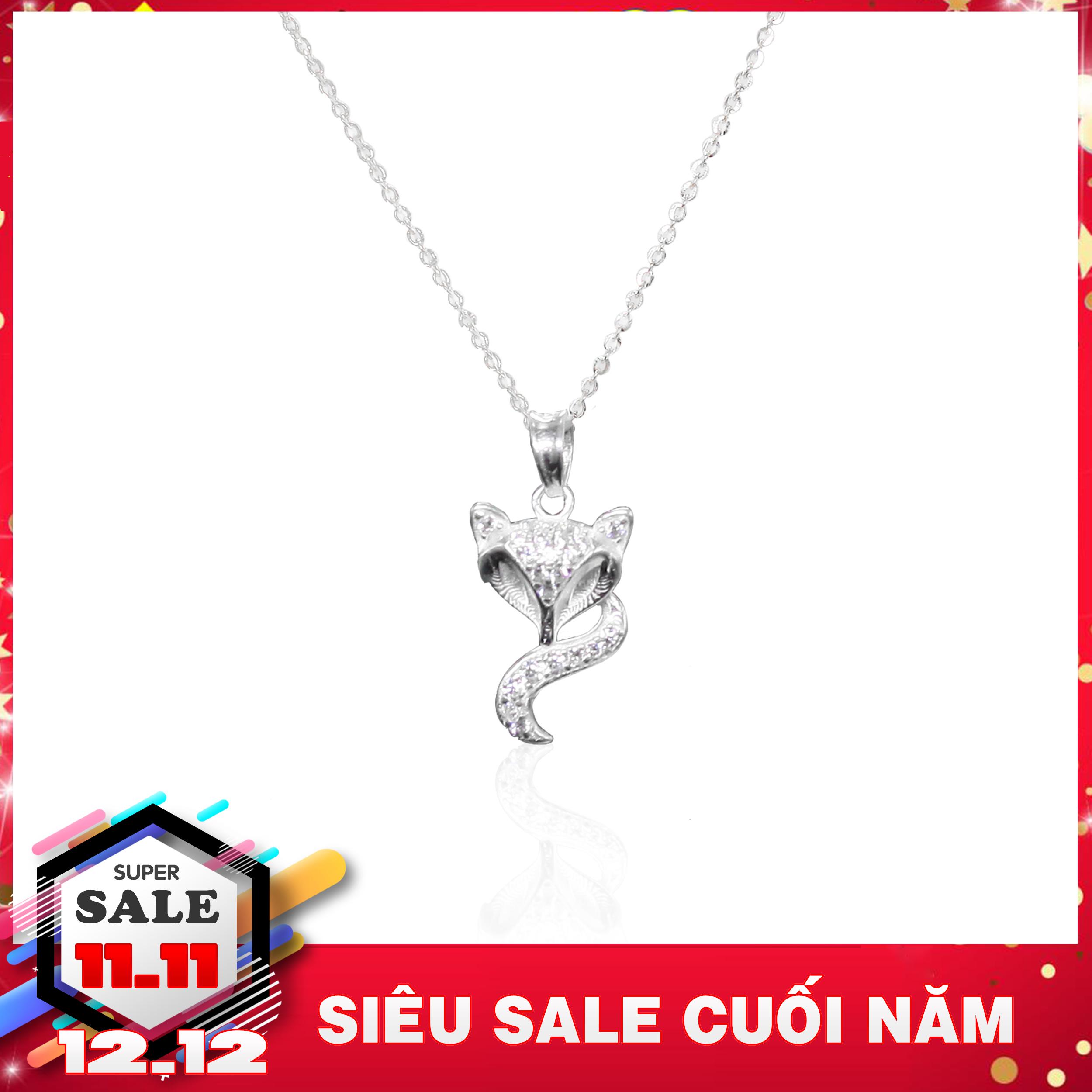 Dây chuyền Bạc mặt hồ ly đính đá- Trang sức bạc Panmila (TS-DC-A25)