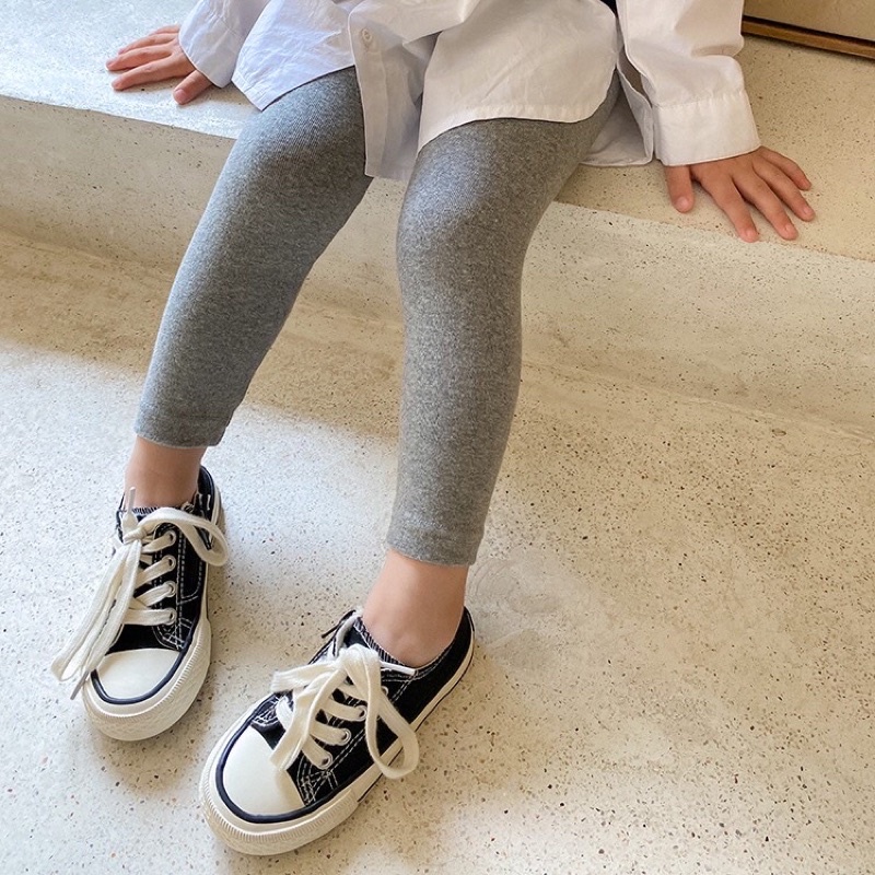 Quần Legging Bé Gái Thun Trơn Bo Ống Co Dãn 4 Chiều