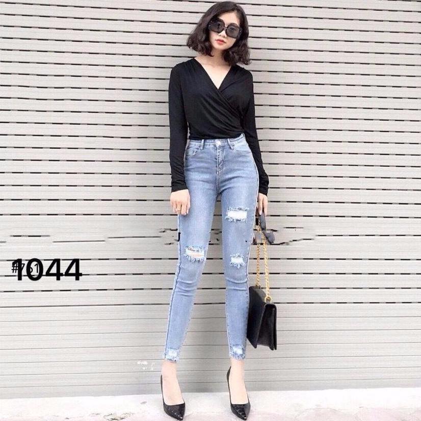 Quần jean nữ co giãn tnn 1044-2 hoặc áo thun trơn