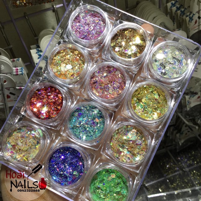 Set nhũ vảy cá siêu siêu sáng (12 màu) Phụ kiện Nail