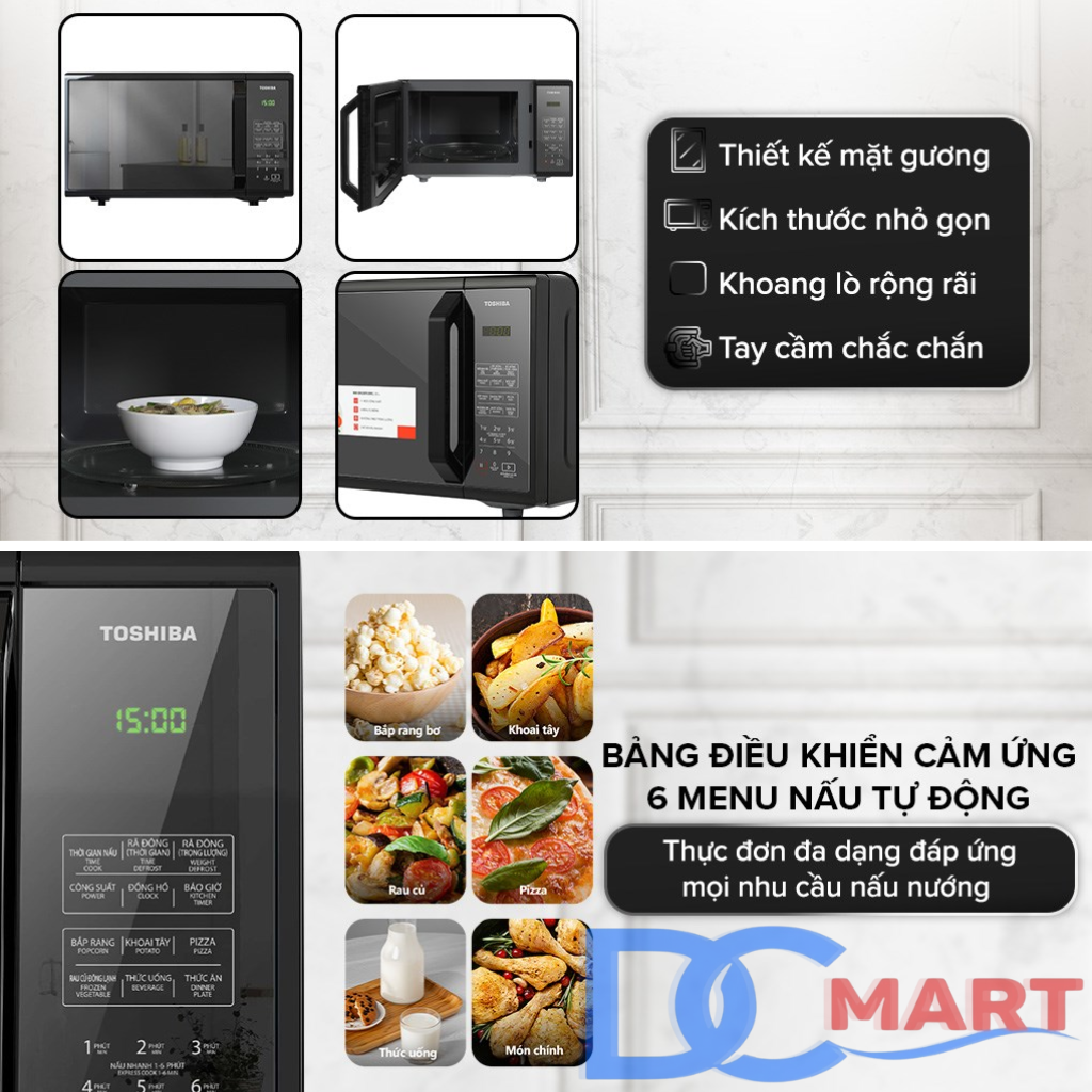 Lò vi sóng mặt gương Toshiba MM-EM25PE(BM) 25 lít - Hàng Chính Hãng