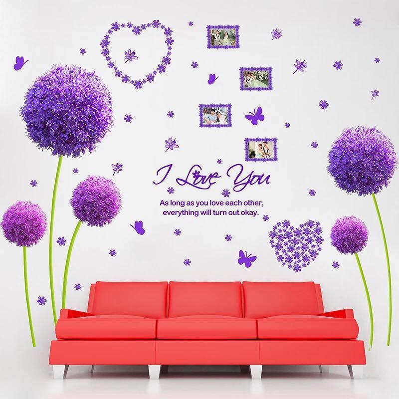 [HCM]DECAL DÁN TƯỜNG ĐÔI TÚ CẦU TÍM