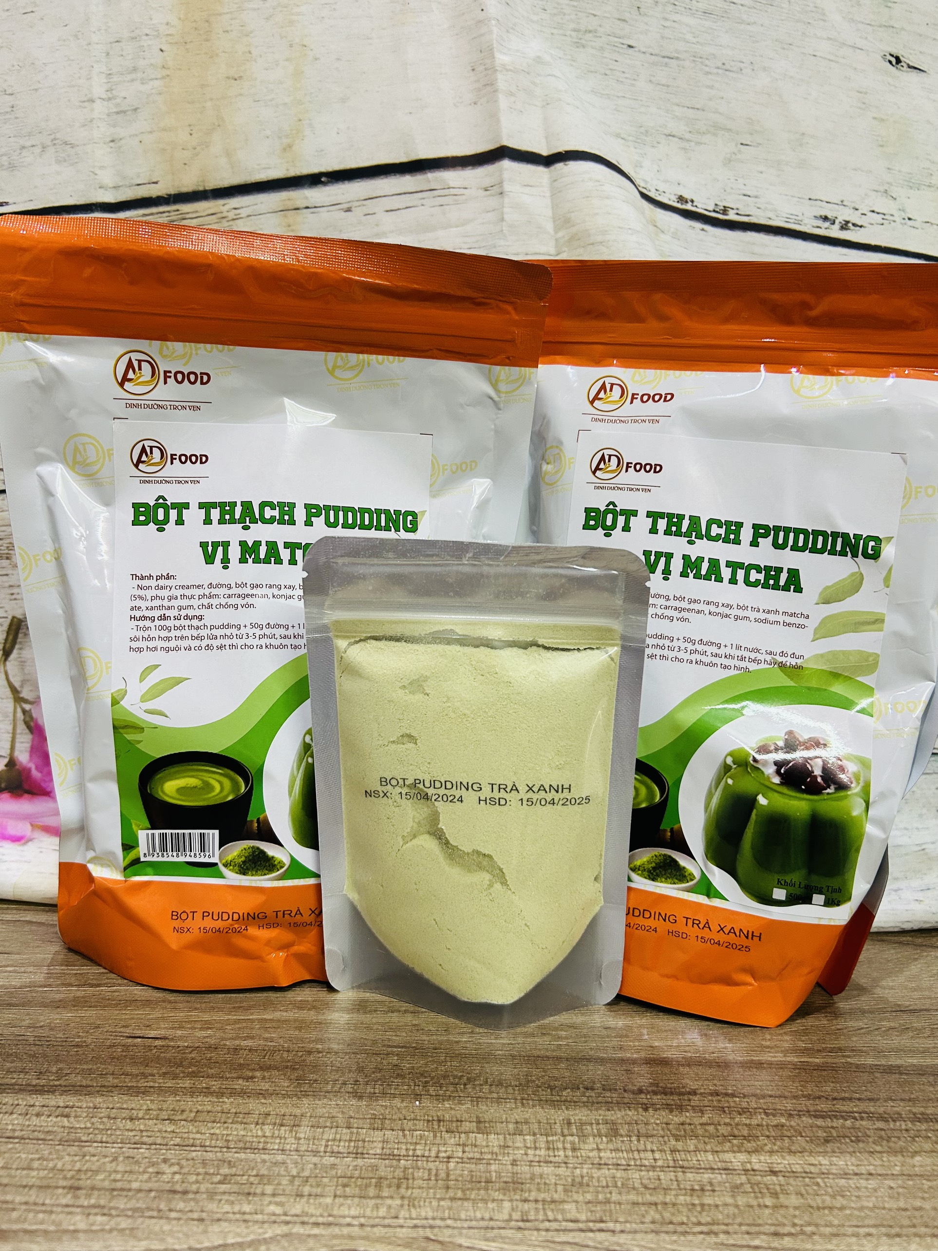 Túi 100gr dùng thử bột pudding vị matcha