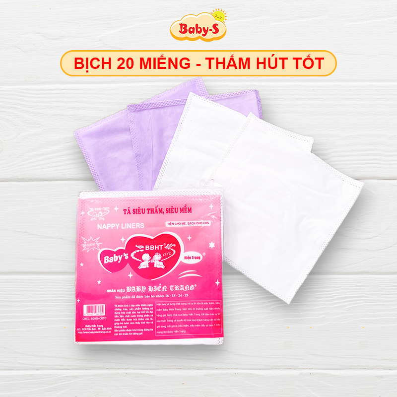 Tấm lót sơ sinh Hiên Trang chính hãng Baby-S Miếng lót phân su cho bé kèm tem 7 màu (bịch 20 miếng) – SSS029