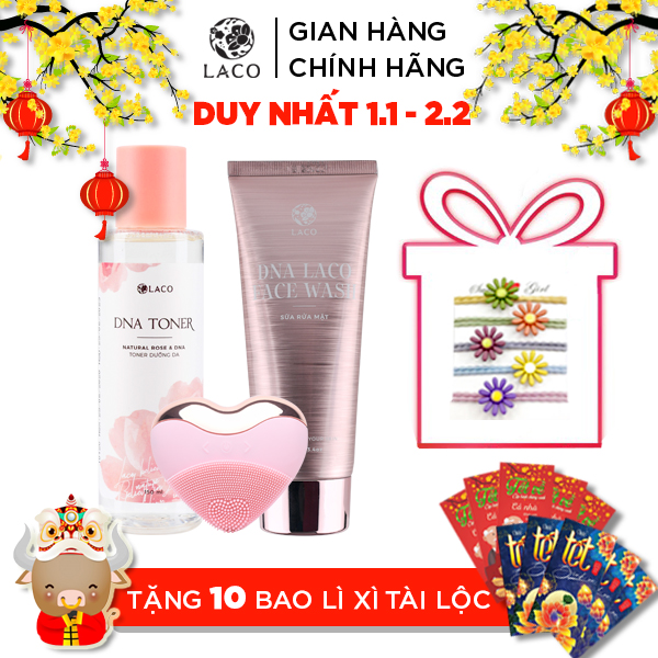 Combo Chăm Sóc Da Cơ Bản (Máy Rửa Mặt Laco Luxury + Sữa Rửa Mặt DNA + Toner)