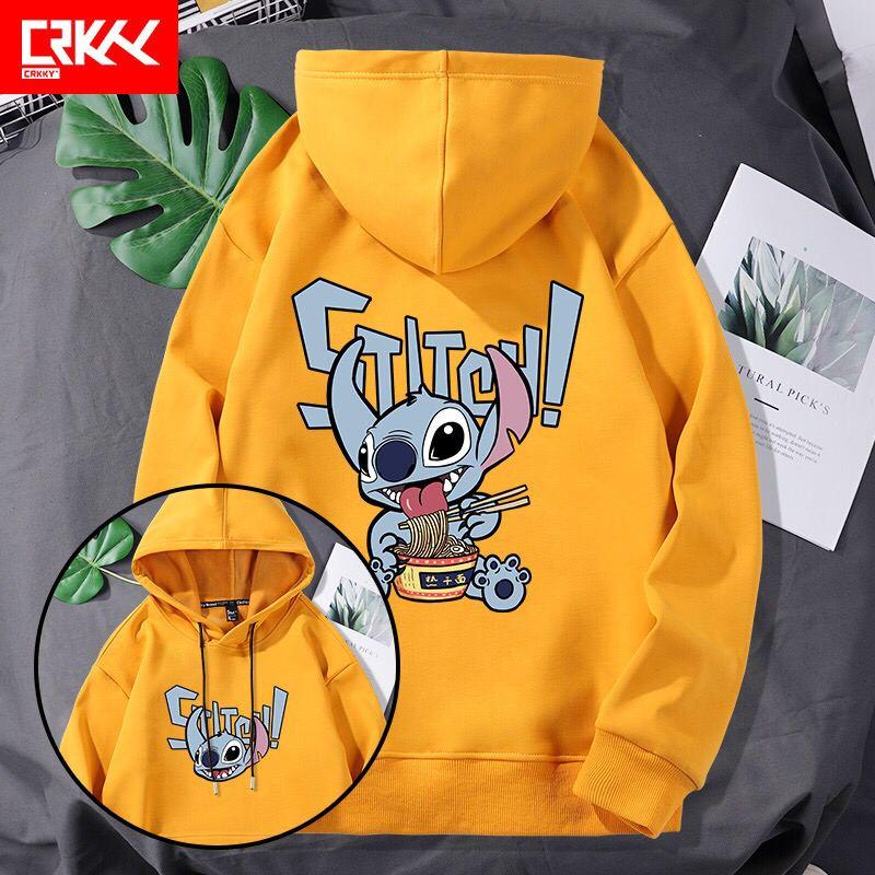 Áo hoodie nỉ mũ in hình gấu tai dài kute