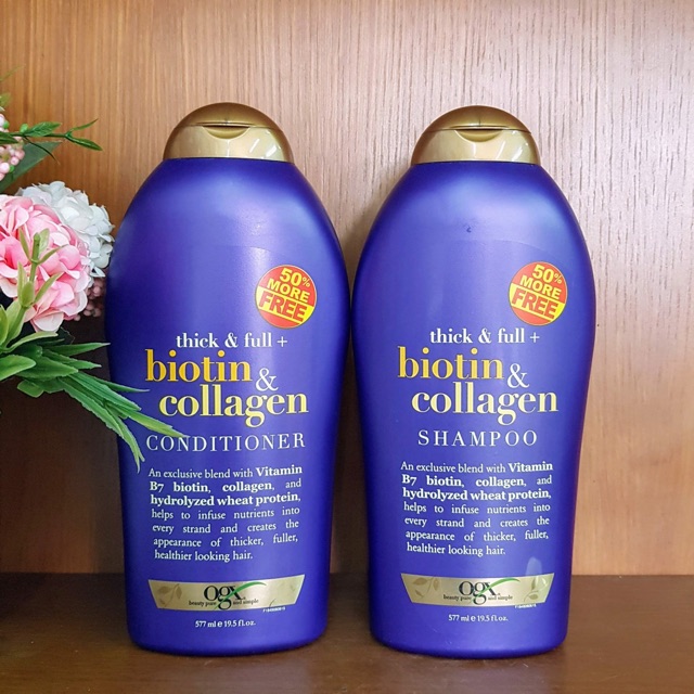 Cặp dầu gội xã biotin collagen 577ml x2 ogx ngăn rụng tóc , kích mọc tóc