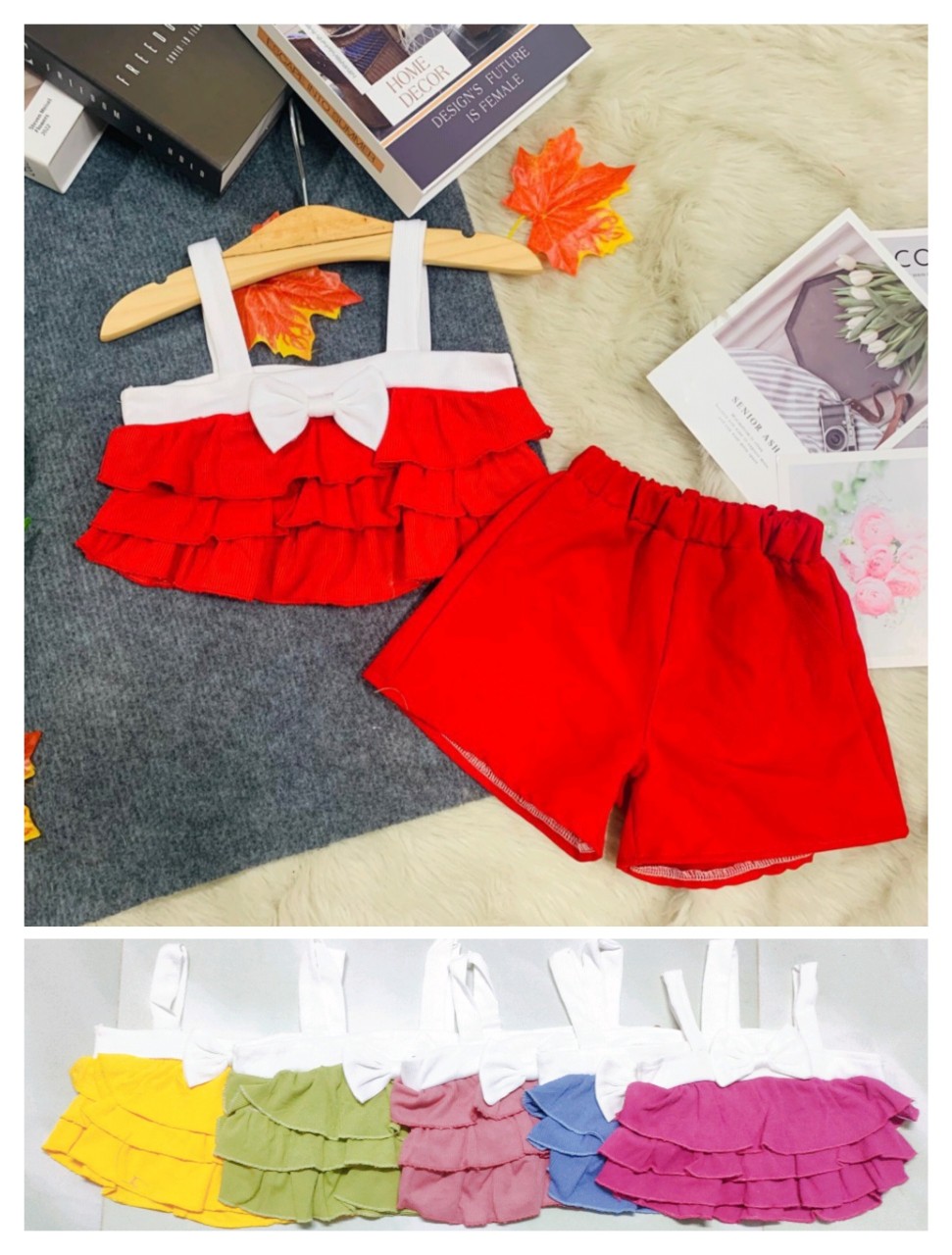 Bộ Thun Gân Dây Chéo Bé (6-14kg) (giao màu ngẫu nhiên)