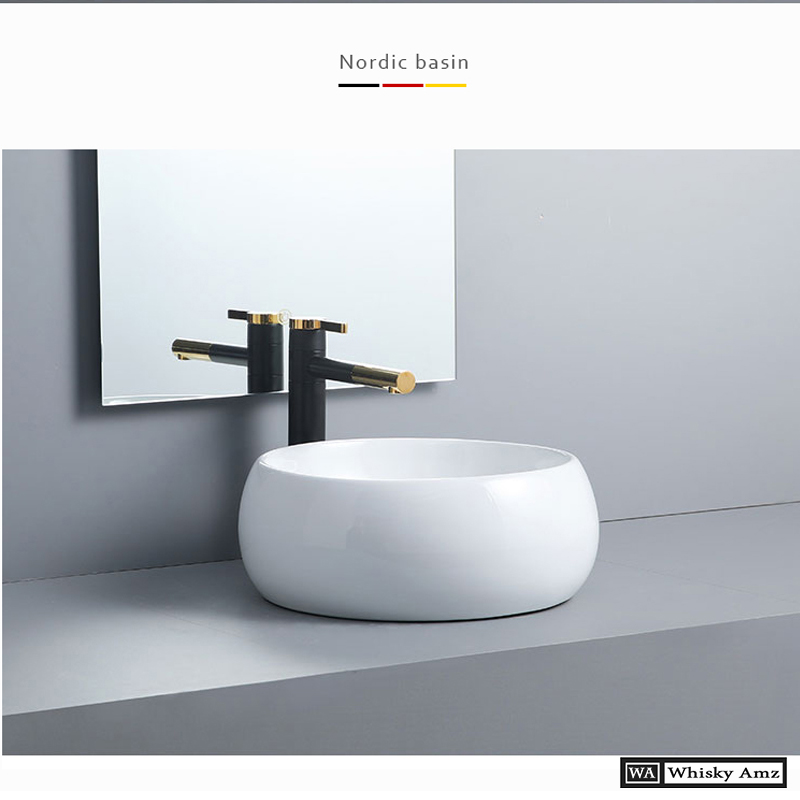 [SỨ CAO CẤP] CHẬU RỬA MẶT LAVABO ĐẶT BÀN TRÒN TRẮNG