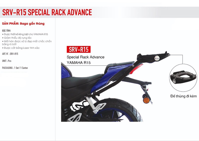 BAGA GIVI SRV cho xe Yamaha R15V3