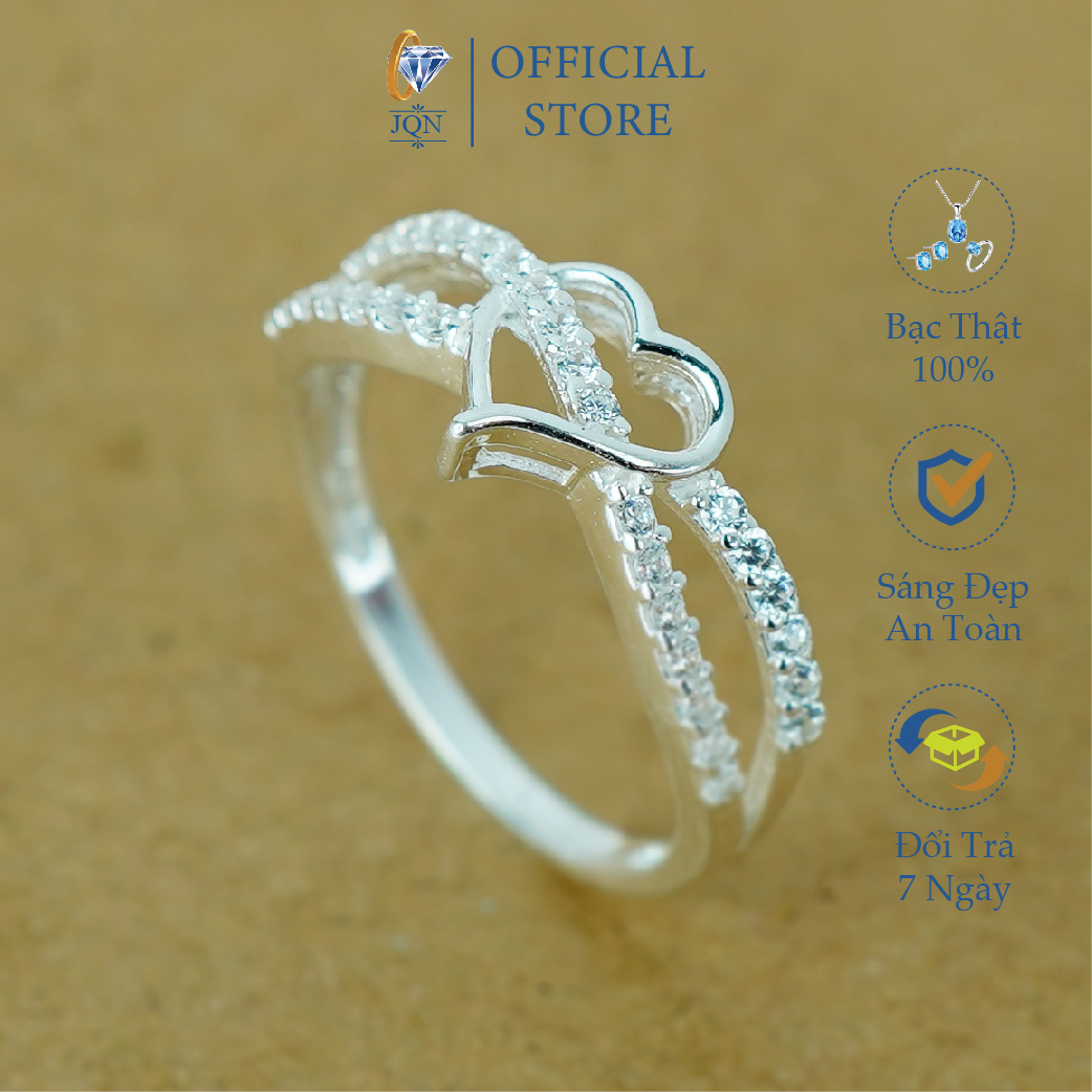 Nhẫn Nữ Bạc JQN Mẫu Nhẫn Trái Tim Bạc Ta Sáng Đẹp N43