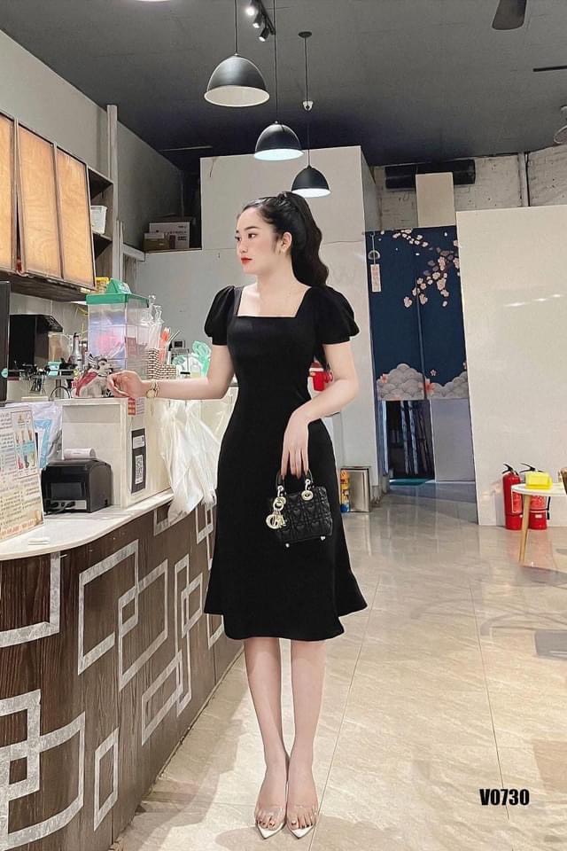 Đầm Lụa Trắng Dáng Dài Tiểu Thư Midi Lái Đuôi Cá - Váy Dự Tiệc Cưới Cổ Vuông Ulzzang